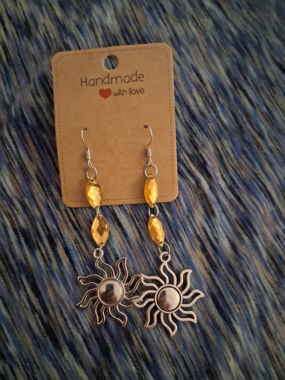 Handmade Gold Bead Sunburst Dangle Earrings